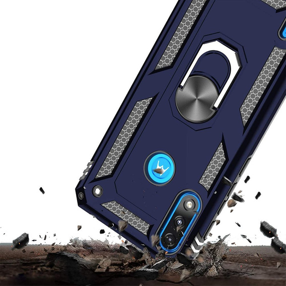 Бронированный Чехол до Motorola Moto E7 Power / E7i Power, Nox Case Ring, темно-синий