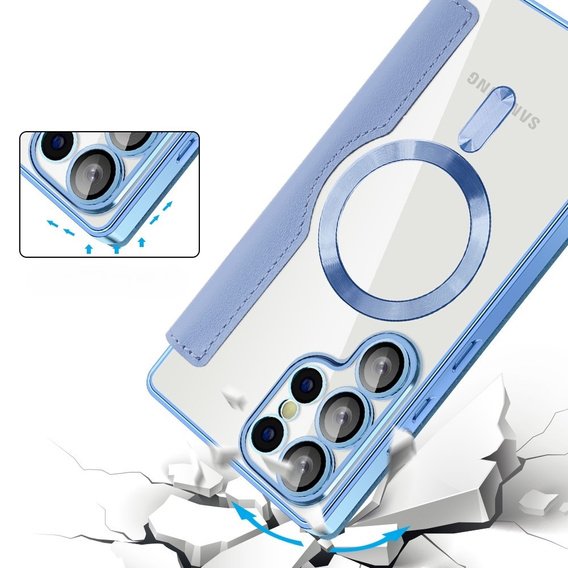 Откидной чехол для Samsung Galaxy S25 Ultra, RFID Wallet MagSafe CamShield, синий