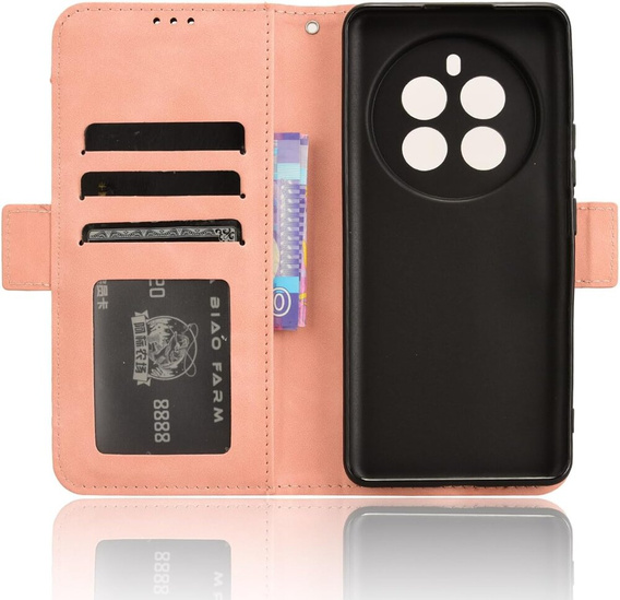 Откидной чехол для Realme 12+ Plus 5G, Card Slot, розовый