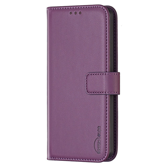 Откидной чехол для Samsung Galaxy S23 FE, BINFEN Wallet, тёмно-фиолетовый + 9H стекло  