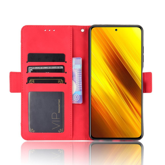 Футляр з клапаном для Xiaomi Poco X3 NFC / Poco X3 Pro, Card Slot, червоний