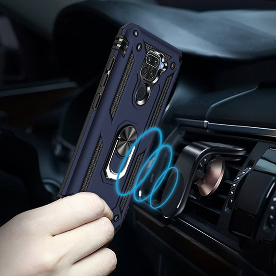 Бронированный Чехол до Xiaomi Redmi Note 9, Nox Case Ring, синий