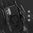 Чехол до Samsung Galaxy A15 5G, Kickstand Ring, чёрный + стекло 9H