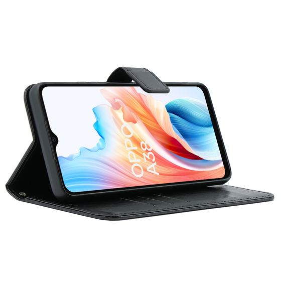 Футляр з клапаном для Oppo A38 4G / Oppo A18 4G, Crazy Horse Wallet, чорний