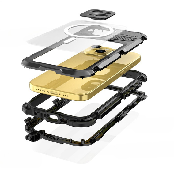 Водонепроникний чохол IP68 для iPhone 15, SHELLBOX MagSafe, чорний