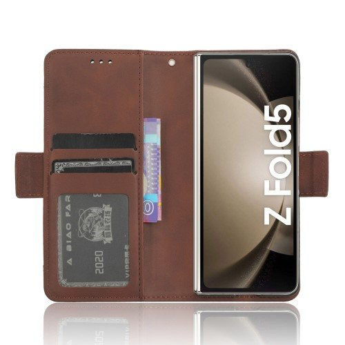 Откидной чехол для Samsung Galaxy Z Fold 5 5G, Card Slot, коричневый