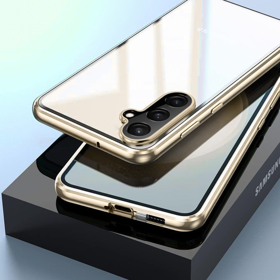Чохол для Samsung Galaxy S24 FE, Magnetic Dual Glass, золотий