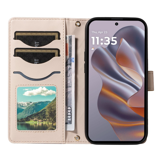 Чохол-сумка для Motorola Edge 50 Neo / Motorola ThinkPhone 25, Rhombus Crossbody Leather, бежевий