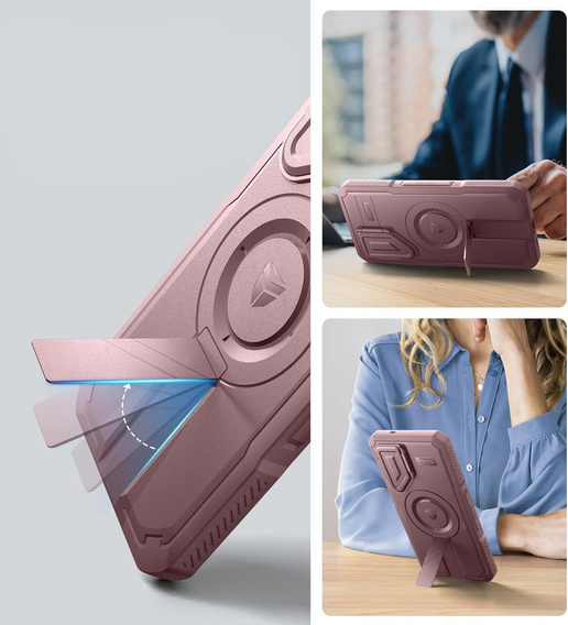 Бронированный чехол для Samsung Galaxy S25+ Plus, Dexnor CamProtect MagSafe, розовый (Две рамки)