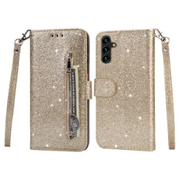 Чохол-книжка для Samsung Galaxy A35 5G, Wallet Zipper Pocket Glittery, золотий