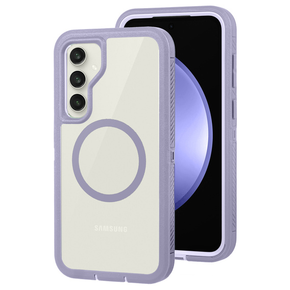 Чохол з рамкою для Samsung Galaxy S23 FE, для MagSafe, прозорий / фіолетовий