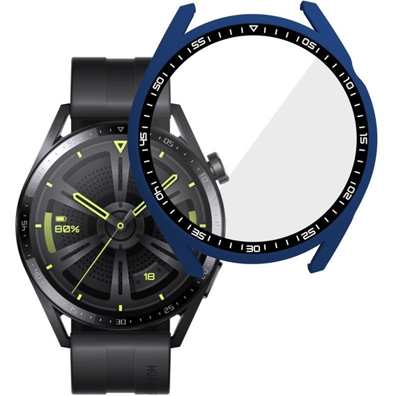 2в1 чохол та захисне скло для годинника Huawei Watch GT 3 46mm, темно-синій