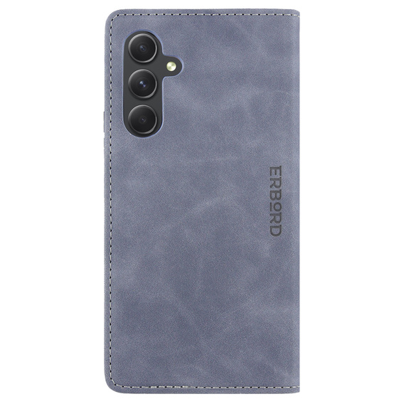 Чехол для Samsung Galaxy A54, ERBORD Vintage, бумажник с клапаном, серый
