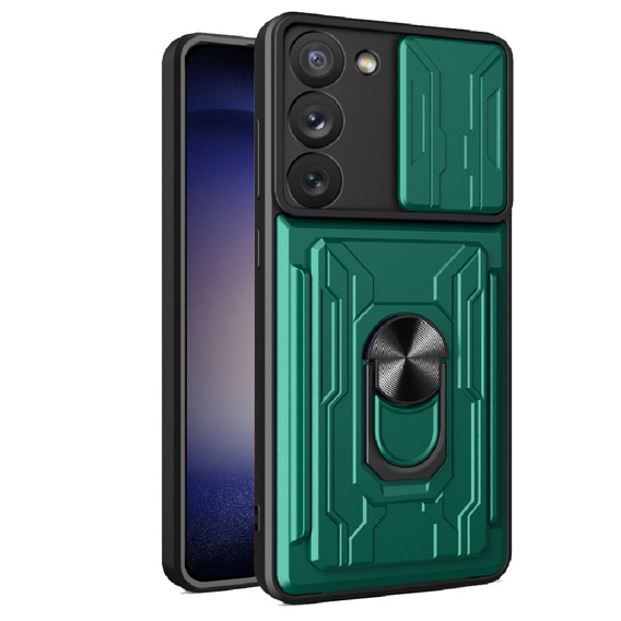 Броньований чохол для Samsung Galaxy S23 Plus, Camera Slide Card Slot, зелений