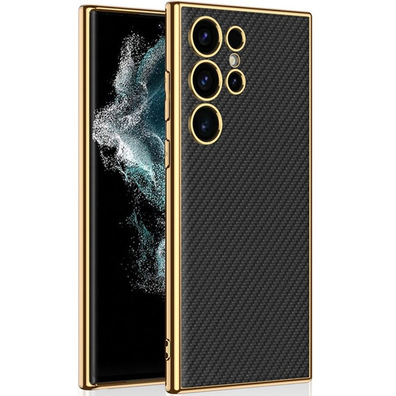Чехол до Samsung Galaxy S24 Ultra, GKK Leather, carbon чёрный