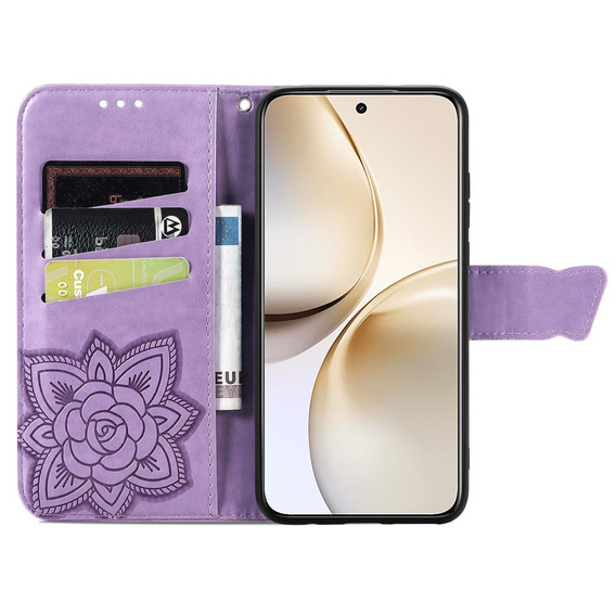 Откидной чехол для Realme 14 Pro 5G, Butterfly, фиолетовый