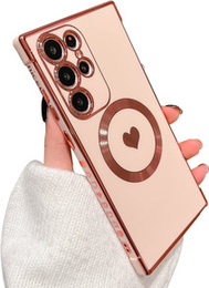 Чехол для Samsung Galaxy S22 Ultra, MagSafe Heart, розовый