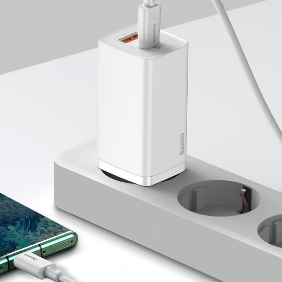 Сетевое зарядное устройство Baseus GaN2 Lite 65 Вт USB-C + USB-A, белый (EU)