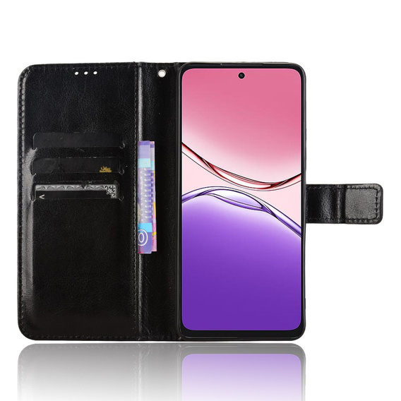 Футляр з клапаном для Oppo A5 Pro 5G, Crazy Horse Wallet, чорний