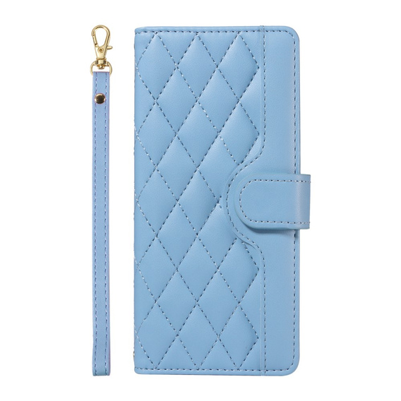 чехол-крышка для iPhone 16E, Rhombus Crossbody Leather, синий