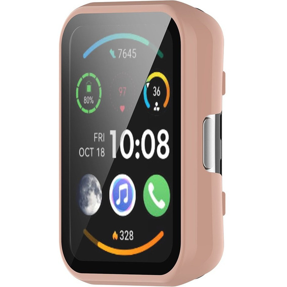 Силиконовый футляр со встроенным защитным стеклом до Huawei Watch Fit 2, Rose Gold
