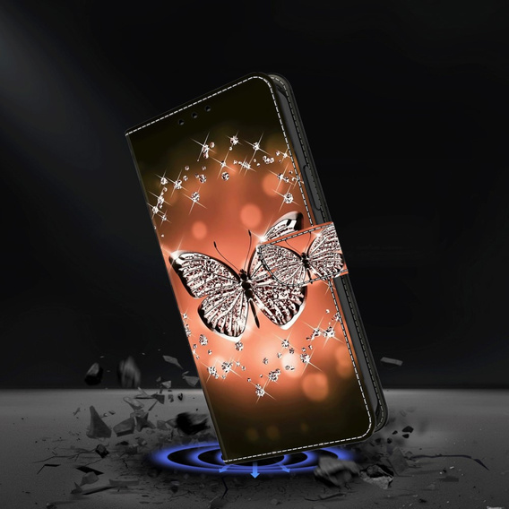 Чохол-книжка для Xiaomi Redmi Note 12 4G, Wallet, butterfly and crystals, чорний