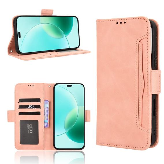 Откидной чехол для Honor 400 Lite, Card Slot, розовый