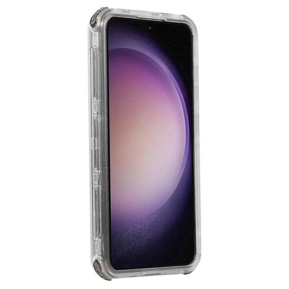 Бронечохол для Samsung Galaxy S24, Belt Clip, з кліпсою, прозорий / чорний