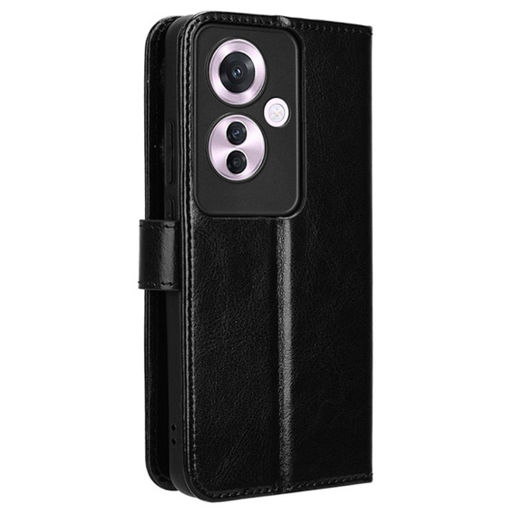 Откидной чехол для Oppo Reno 11F 5G, Crazy Horse Wallet, чёрный