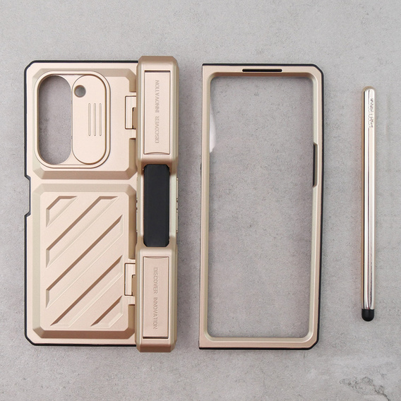 Чохол для Samsung Galaxy Z Fold5 5G, Kickstand case, з підставкою та склом, золотий