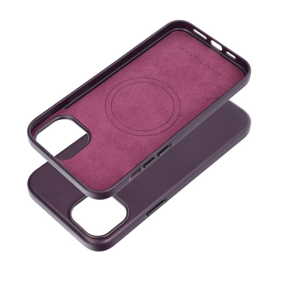 Кожаный чехол Mag Cover для iPhone 15 Plus, фиолетовый