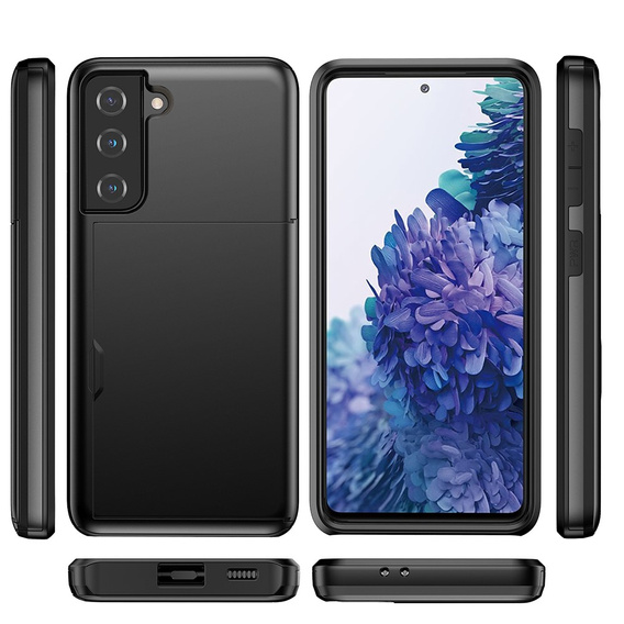 Чехол до Samsung Galaxy S21 FE, Sliding Card Holder, чёрный