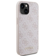 Чехол GUESS до iPhone 15, 4G Metal Gold Logo, розовый