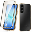 Чохол для Samsung Galaxy A17 5G, Magnetic Dual Glass, прозорий з золотистими боковинами