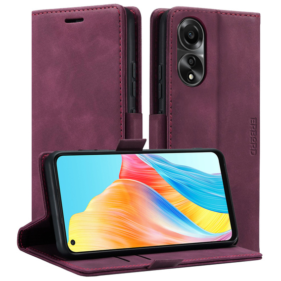 Чохол для Oppo A78 4G, ERBORD Vintage, гаманець з клапаном, червоний