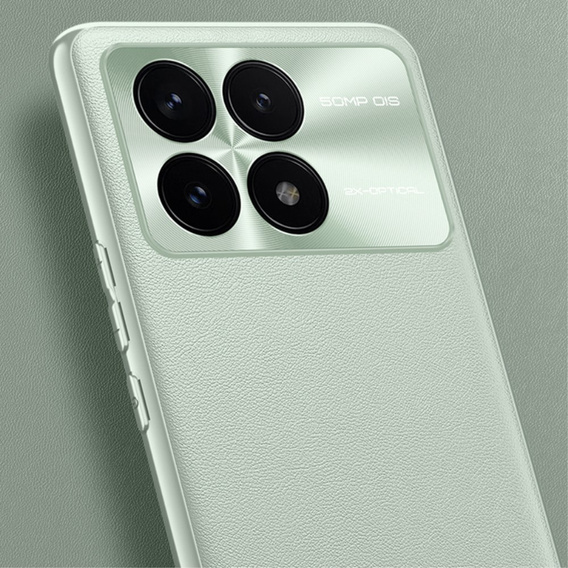 Кожаный чехол для Xiaomi Poco F6 Pro, leather hybrid, зелёный