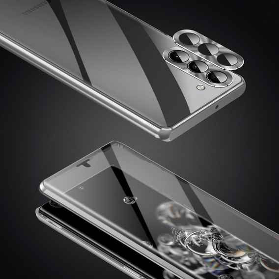 Чохол для Samsung Galaxy S23, Magnetic Dual Glass, сріблястий