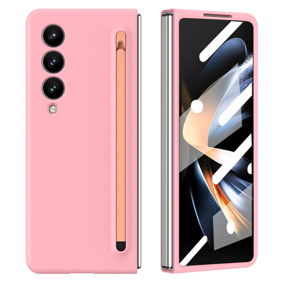 Чохол для Samsung Galaxy Z Fold 5 5G, зі склом та стилусом, рожевий