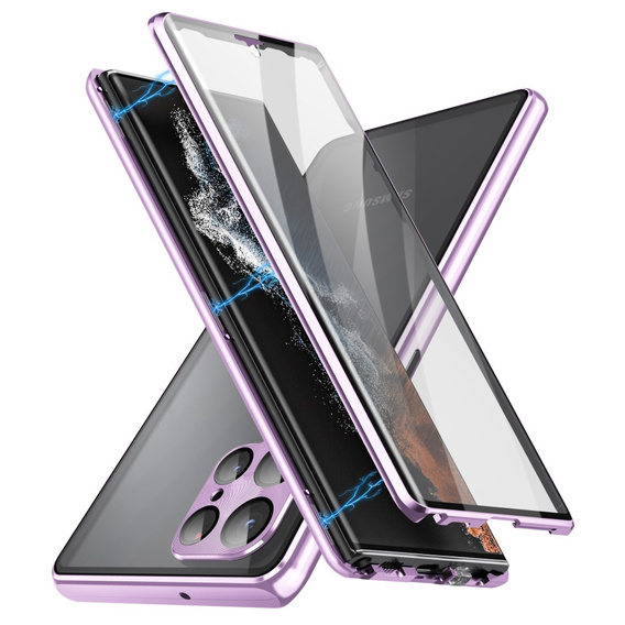Магнітний чохол Dual Glass MagSafe для Samsung Galaxy S24 Ultra, фіолетовий