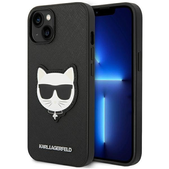 Чехол Karl Lagerfeld до iPhone 14 Plus, Saffiano Choupette Head Patch, чёрный