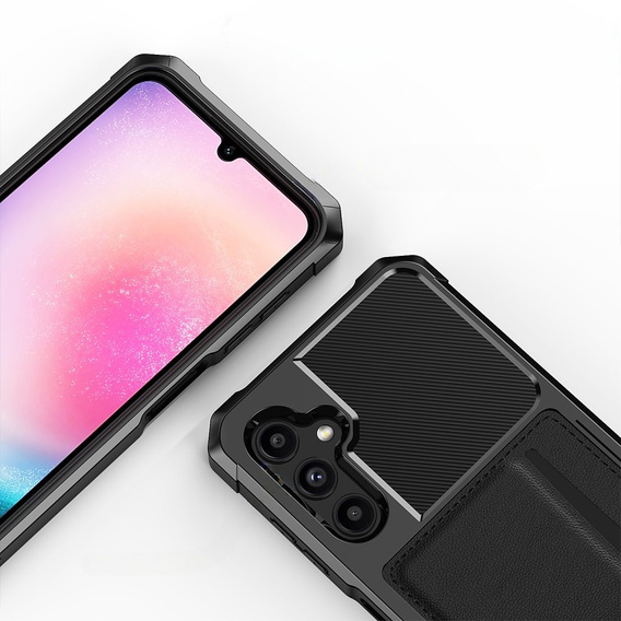 Чохол для Samsung Galaxy A25 5G, Card Holder Kickstand, чорний + скло 9H