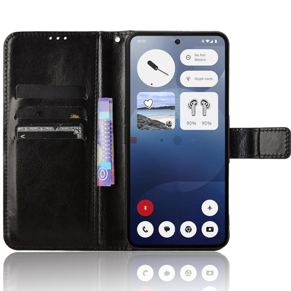 Откидной чехол для Nothing Phone 3A, Crazy Horse Wallet, чёрный