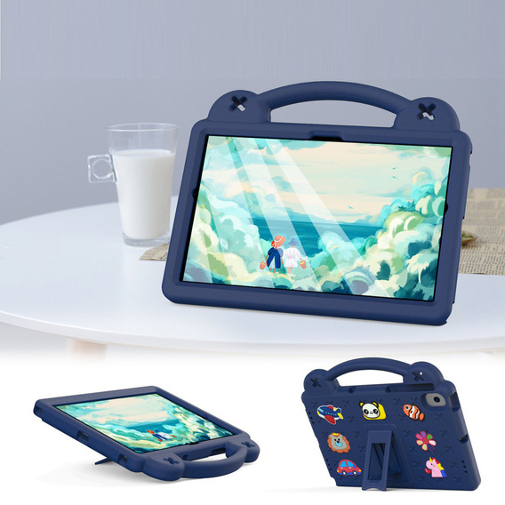 Детский чехол для Lenovo M10 X306 2 Gen / M10 Plus TB-X606 10.3 / Samsung Tab A 10.1 T510/515 / K10 X6C6, Cute Patterns, с подставкой, темно-синий