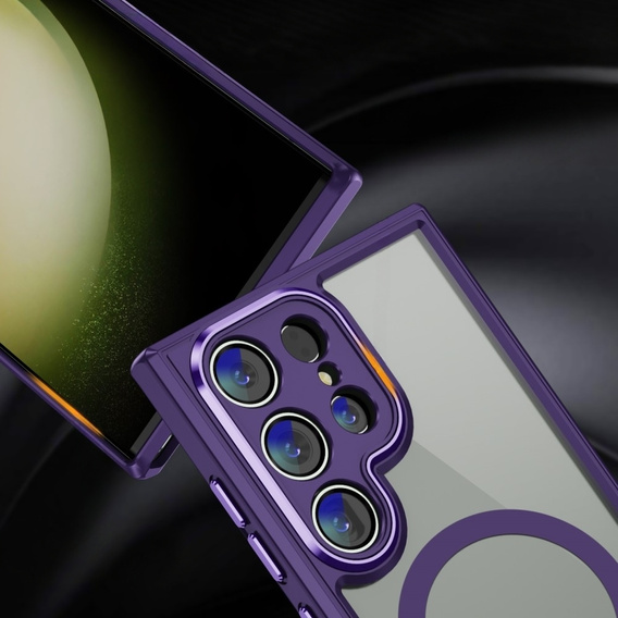 Чохол для Samsung Galaxy S23 Ultra, ERBORD Impact Guard, MagSafe, темно-фіолетовий