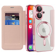 Откидной чехол для iPhone 16, RFID Wallet MagSafe CamShield, розовый