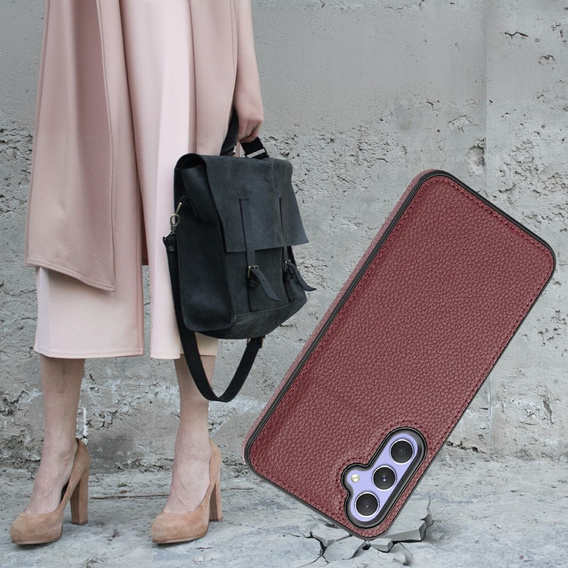 Шкіряний чохол для Samsung Galaxy A54, Lychee leather Case, бордовий