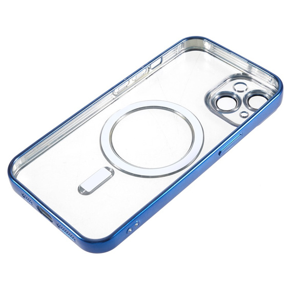 Чехол для iPhone 14, Electro MagSafe, синий + стекло для экрана
