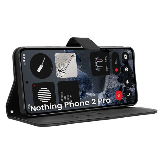 Футляр з клапаном для CMF Nothing Phone 2 Pro, Crazy Horse Wallet, чорний