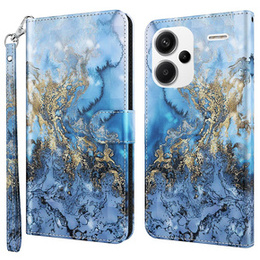 Откидной чехол для Xiaomi Redmi Note 13 Pro+, Wallet, Marble синий