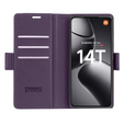 Чохол для Xiaomi 14T Pro, ERBORD Glossy Litchi, гаманець з клапаном, фіолетовий